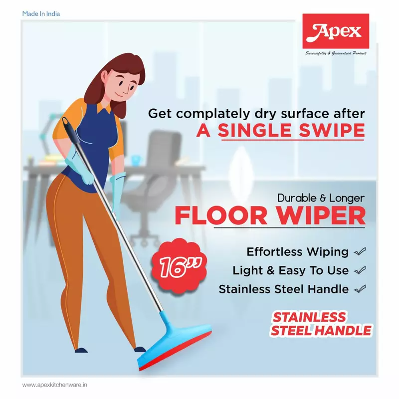 Apex Floor Wiper 16 inch Stainless Steel Handle - Image 2