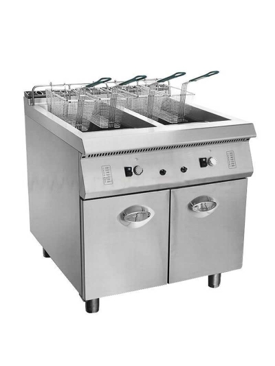 Generic Commercial Freestanding Deep Fryer Gas 52L (26L x 2 Baskets) Stainless Steel