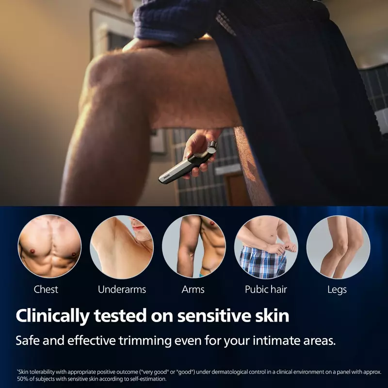 Philips Cordless Bodygroom & Intimate Areas Trimmer, Clinically Tested for Sensitive Skin, 40 min Runtime, Bi-directional Trimmer and 3mm Comb Series 3000 BG3007 - Image 9