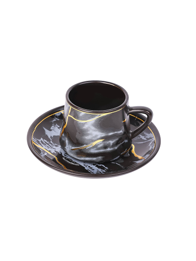 Nadstar Porcelain Cup & Saucer Golden Print Tea Coffee Cups 0035-1/2
