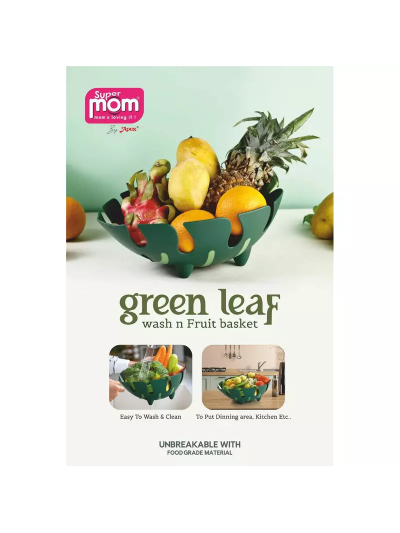 Supermom Green Leaf Wash N Fruit Basket Plastic Unbreakable with Food Grade Material 573218
