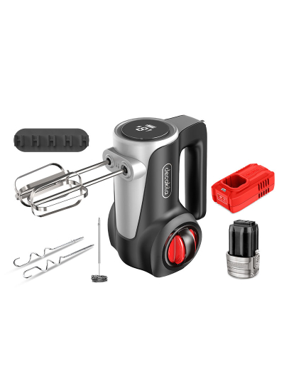 Decakila Hand Mixer 125W 7 Speeds w/ LED Display| 2000mAh Individual Eject Button Self-stand Design for Storage Convenience KEMX023B
