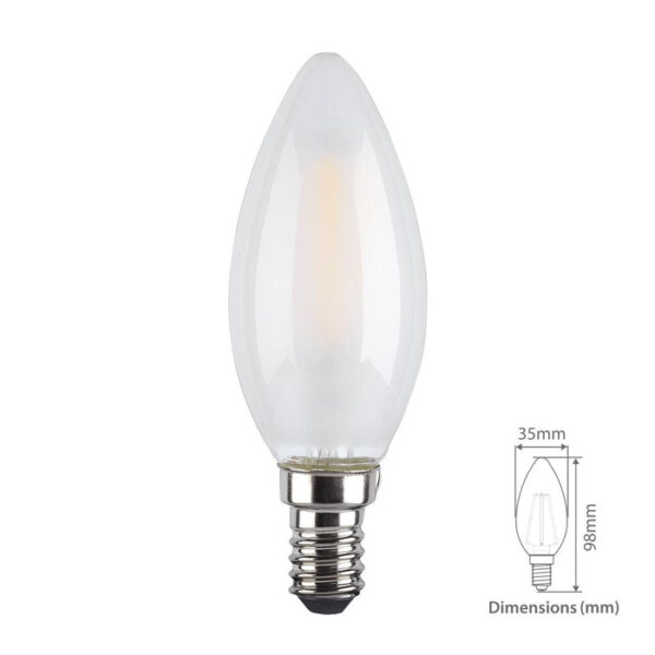 Tronic 4 Watts Candle Frosted Filament LED Warm White E14 (Small Screw) Bulb - Image 4