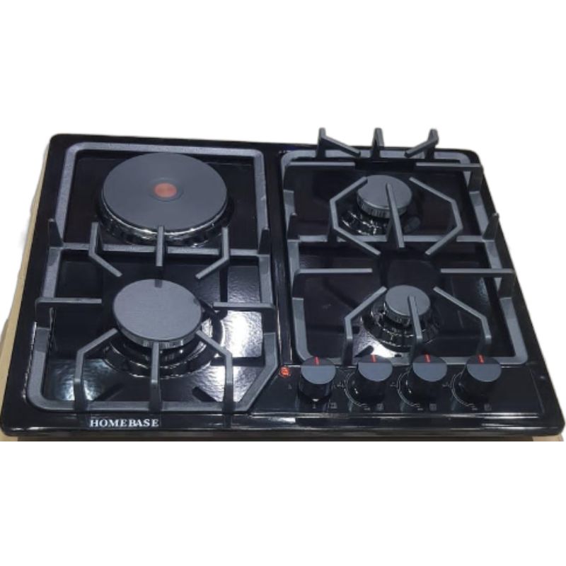 Homebase Built in Cooker 3 Gas Burners 1 Electric Hot Plate Steel Top HB-4713A - Image 2