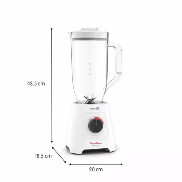 Moulinex Blender 600W BlendForce XXL Jar 2.8 L Blender Smoothie Maker Mixer 2 Attachments 2.8L XXL Plastic Jar 6 Powelix Blades Ice Crush 2 Speeds LM458127 - Image 3