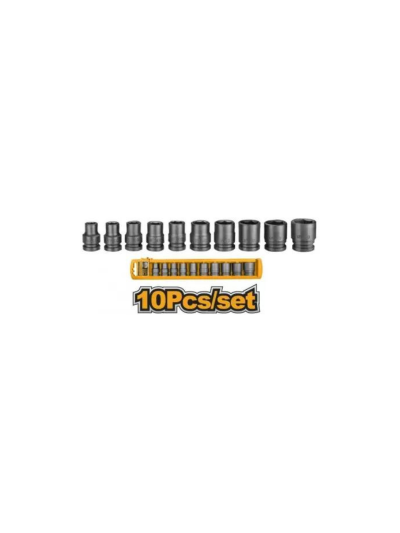 Ingco Impact Socket Set 1/2" DR Pack of 10 HKISSD12101