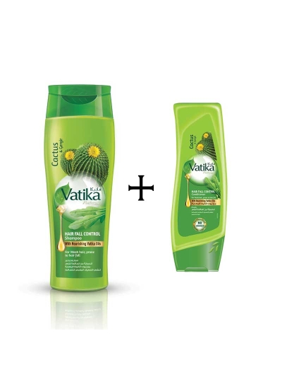 Vatika Shampoo Hair Fall Control, Enriched with Cactus and Georgia, for Weak Hair 400ml with FREE CONDITIONER 200ml