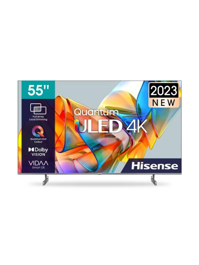 Hisense 55" Smart UHD 4K Quantum ULED TV with Dolby Vision Atmos, HDR 10+, Quantum Dot Color, Hi-View Engine, Ai Sports Mode, VIDAA Voice, Dolby Audio Sound 55U6K