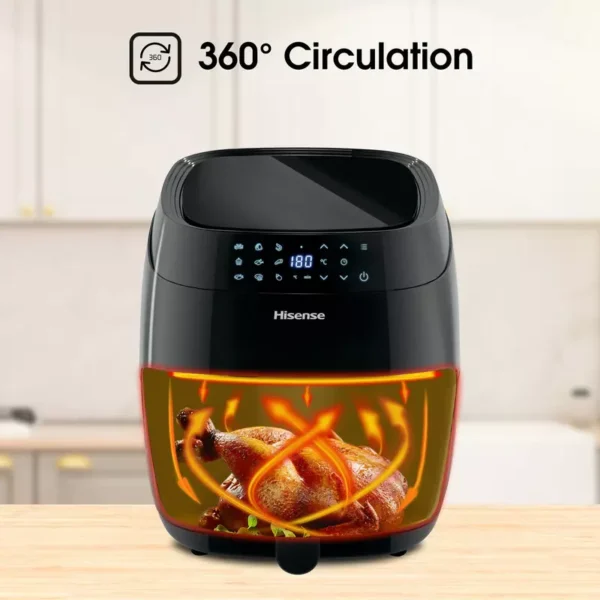 Hisense Digital Air Fryer 3.5L 1400W, LED Digital Control Panel, Adjustable Thermostat, Non Stick Basket, Overheat Protection, 9 Pre Setting Cooking Programs H04AFBK1S1 - Image 5