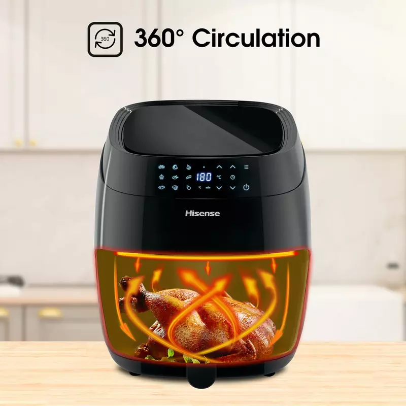 Hisense Digital Air Fryer 3.5L 1400W, LED Digital Control Panel, Adjustable Thermostat, Non Stick Basket, Overheat Protection, 9 Pre Setting Cooking Programs H04AFBK1S1 - Image 5