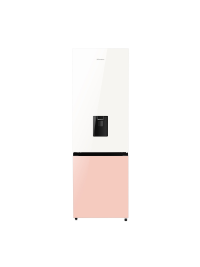 Hisense Refrigerator 350L Bottom Freezer A+ Energy Efficiency Class, Non Plumbed Water Dispenser, Reversible Door White & Pink H450BDP-WD