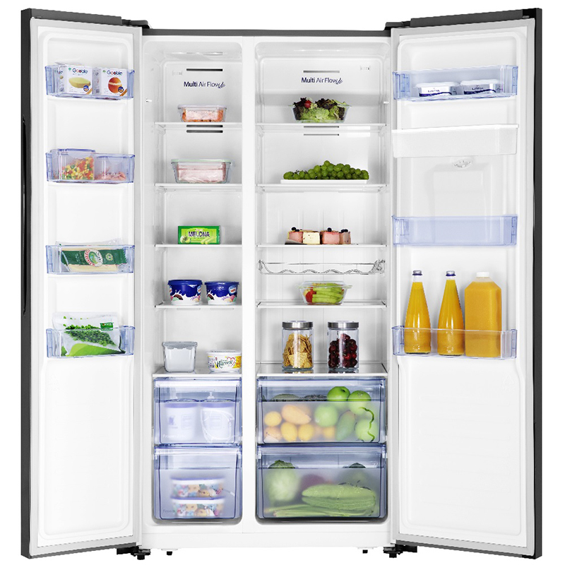 Hisense Refrigerator 504L Side by Side Door, Water Dispenser, LED Touch, Black Glass H670SMIB-WD - Image 4