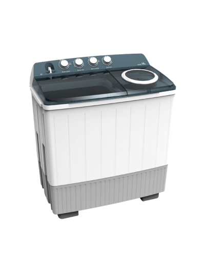 Hisense Washing Machine 16kg, Twin Tub, Manual Big Knobs, Transparent Lid, Lint and Drain Filter, Drain Pump, Stainless-Steel Tub, Crease-Resist, White WSDE161G