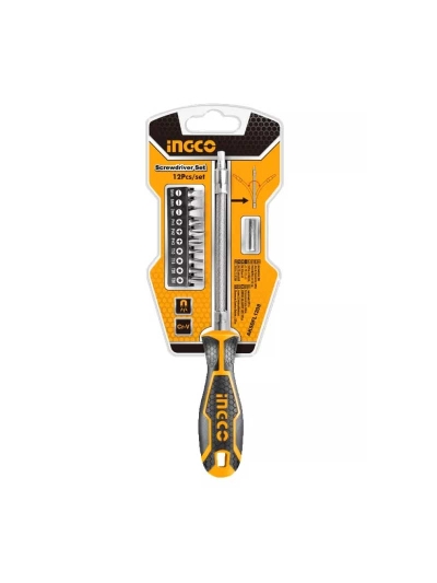 Ingco Flexible Shaft Screwdriver 25mm 12pcs Set AKSDFL1208