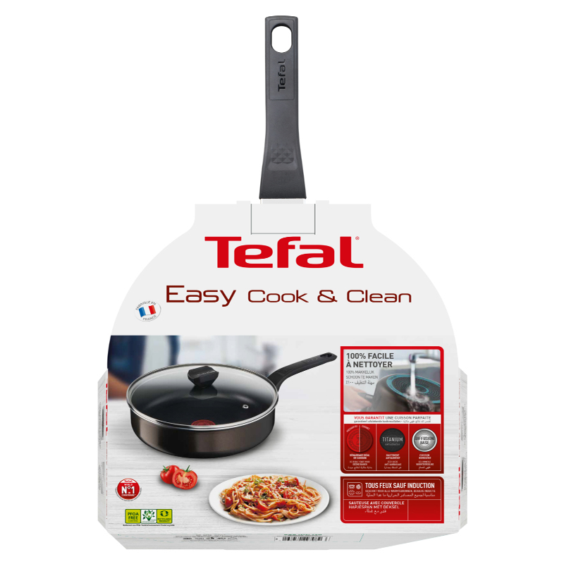 Tefal Easy Cook Sautepan 26CM + Lid Suitable for All Heat Sources Except Induction Non-Stick Coating Made in France B5543302 - Image 4