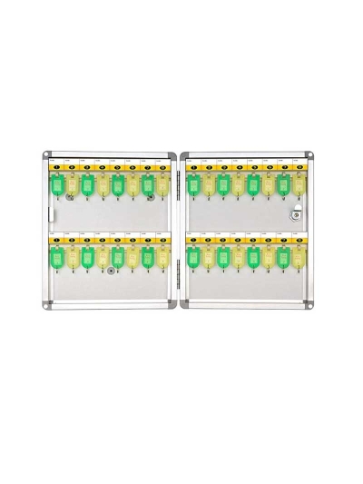 Defelom Key Box Aluminium Cabinet with Key Lock 32 Keys (Keychains not Included)