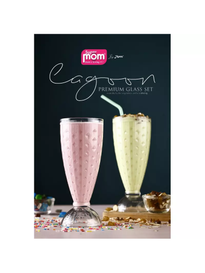 Supermom Lagoon Premium Glass Set 400ml Unbreakable Material 6pc Set 573515