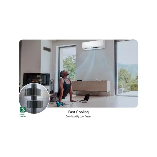 LG Wall Split Air Conditioner 12000BTU, 4 Way Up & Down Air Flow, Fast Cooling, Energy Saving, Less Noise, DUAL Inverter Compressor, R410A, S4NQ12JAQAL - Image 10