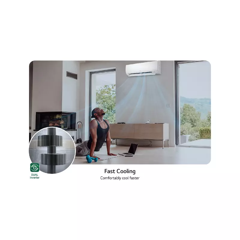 LG Wall Split Air Conditioner 12000BTU, 4 Way Up & Down Air Flow, Fast Cooling, Energy Saving, Less Noise, DUAL Inverter Compressor, R410A, S4NQ12JAQAL - Image 10