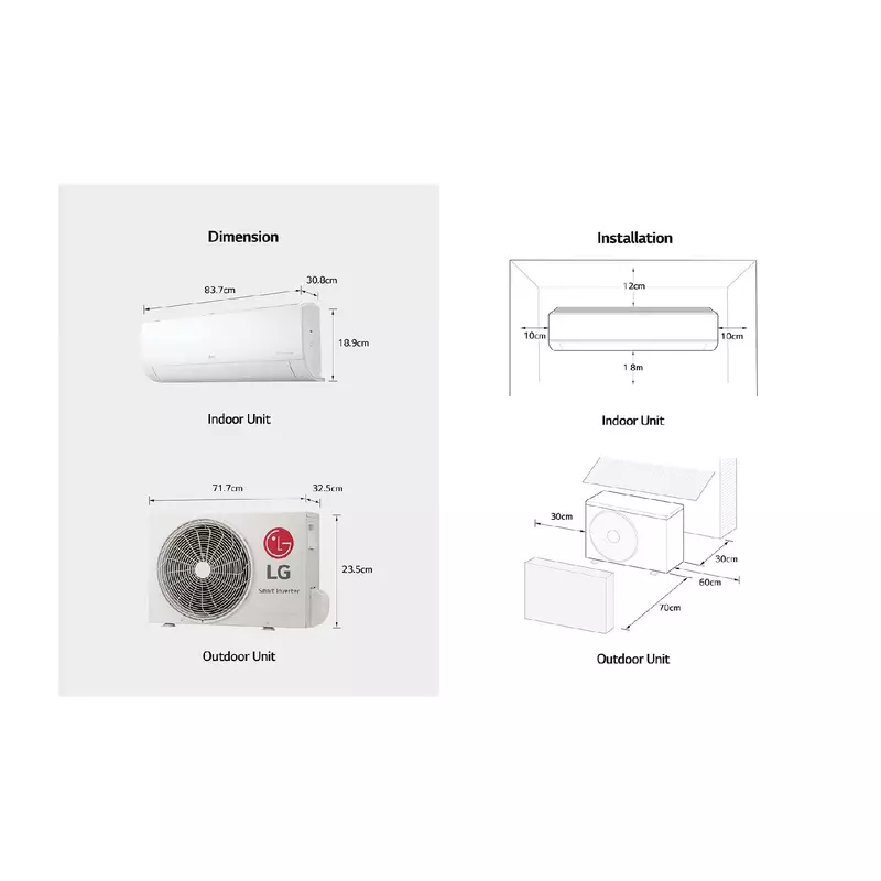LG Wall Split Air Conditioner 12000BTU, 4 Way Up & Down Air Flow, Fast Cooling, Energy Saving, Less Noise, DUAL Inverter Compressor, R410A, S4NQ12JAQAL - Image 8