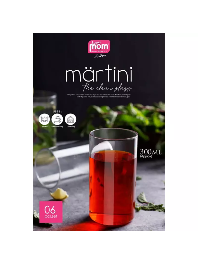 Supermom Martini Clear Glass Set 300ml Unbreakable Material 6pc Set 573720