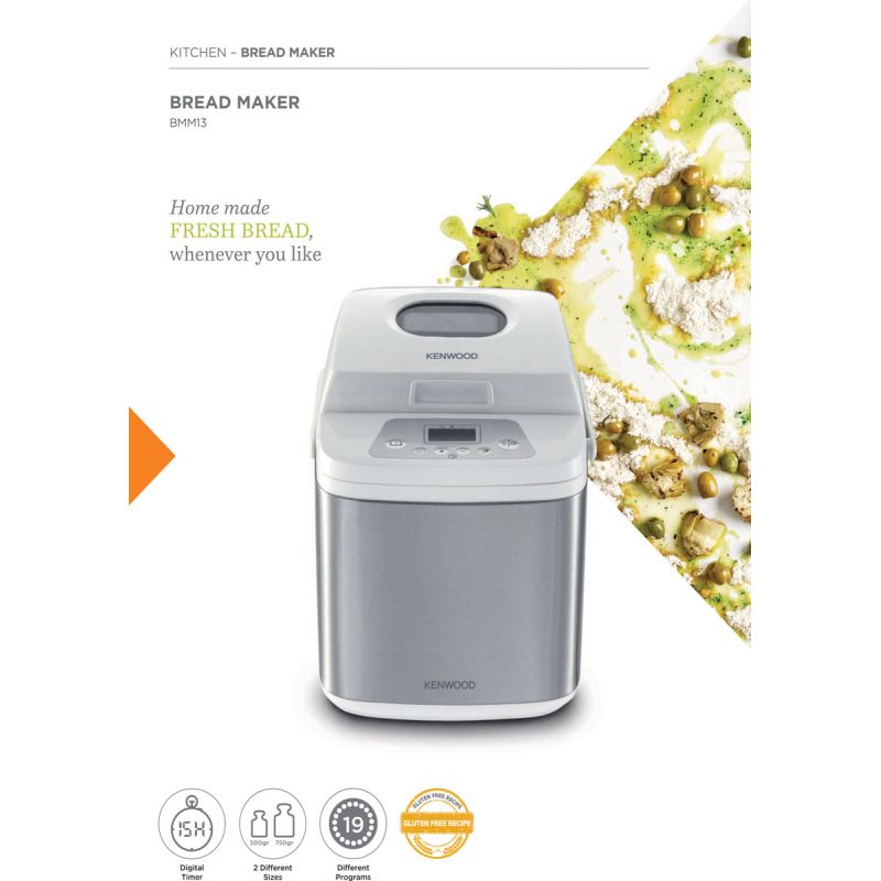 Kenwood Bread Maker 19-in-1 Multifunctional Automatic Fresh Bread Making Machine with Digital Timer 19 Different Programs BMM13.000WH