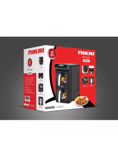 Nikai Airfryer 11L Digital Double Decker 2460W NAF1188DX Digital Touch Screen Transparent Viewing Window Preset Cooking Menus