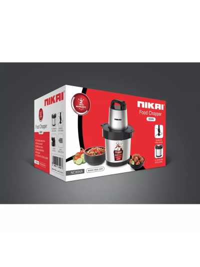 Nikai Chopper 6L Steel Bowl 800W NC994A Stainless Steel Blades 2 Speed With Pulse And Safety Switch