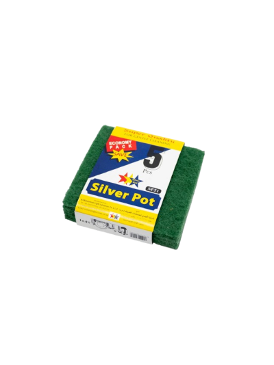 Silver Pot Scouring Pad 130x135mm Green 5pcs x 75 Pack (Pack of 360)