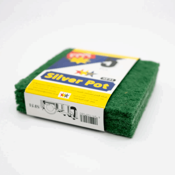 Silver Pot Scouring Pad 130x135mm Green 5pcs x 75 Pack (Pack of 360) - Image 3