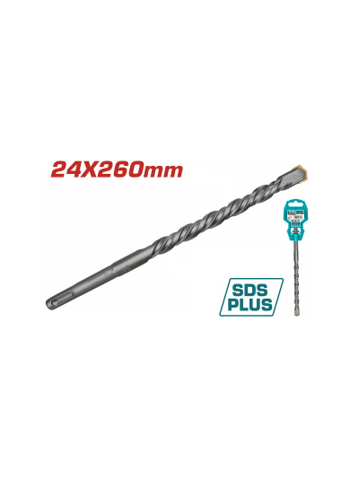 Total Hammer Drill Bit SDS Plus 24 x 260mm High Quality Cross Head Carbide Tip Chrome Alloy Steel TAC312403