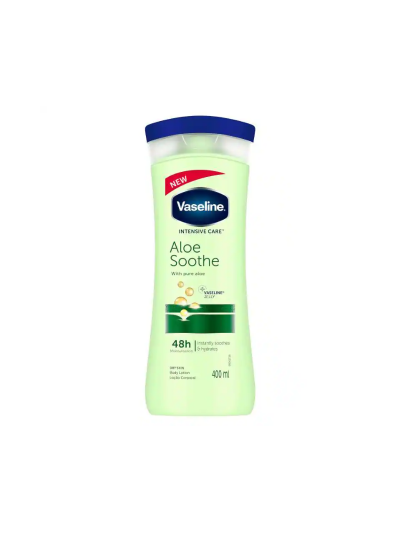 Vaseline Body Lotion Intensive Care Aloe Soothe 400ml Calms and Soothes Dry Skin, Restore Skin From Deep with a Fresh Aloe Vera Fragrance 67315961 (Pack of 3)