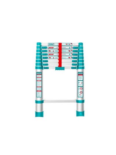 Total Telescopic Ladder with 8 Steps, Aluminium Body, Easy Carry THLAD08081