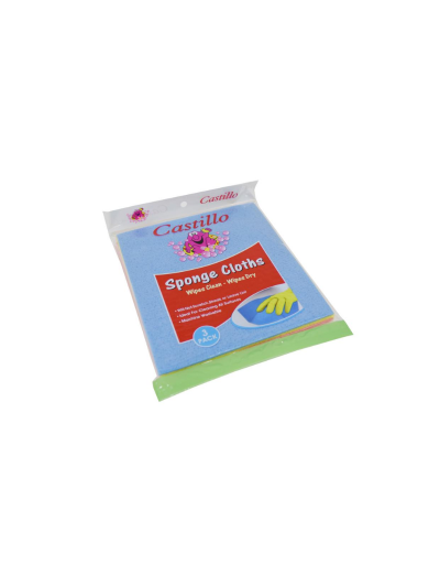Castillo Heavy Duty Sponge Cloths Red, Yellow & Blue 20x17cm (Pack of 96Pcs)