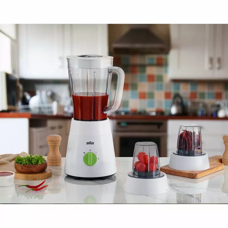 Braun Blender 1.5L 500w Mill & Chopper PowerBlend Triangular Plastic Jug, 2 Speed, Ice Crushing Function, Stainless Steel Blades JB0123WH - Image 8