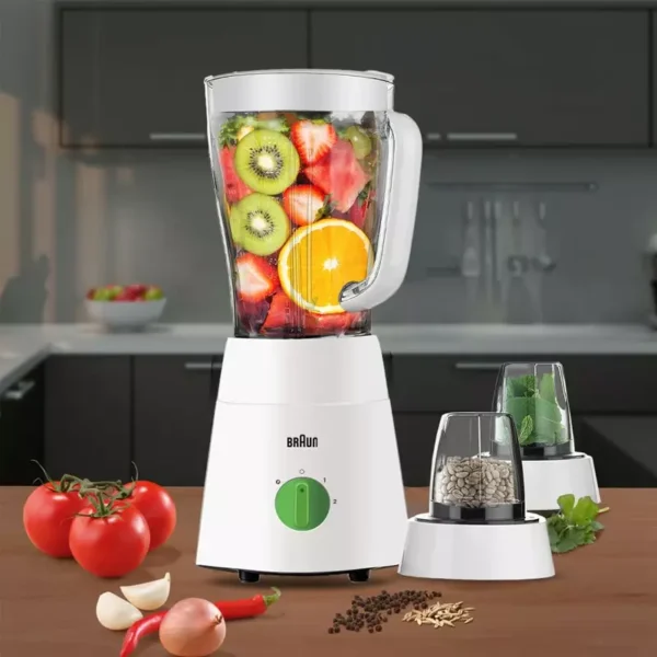 Braun Blender 1.5L 500w Mill & Chopper PowerBlend Triangular Plastic Jug, 2 Speed, Ice Crushing Function, Stainless Steel Blades JB0123WH - Image 13