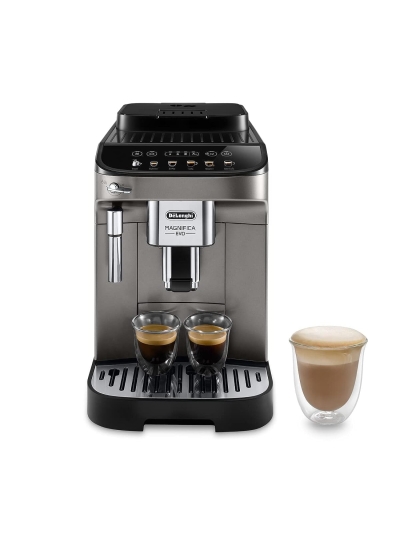 De'Longhi Magnifica EVO Bean to Cup Fully Automatic Coffee Machine Traditional Milk Frother Built In Grinder 100% Arabica Whole Coffee Beans ECAM290.42.TB Titanium & Black