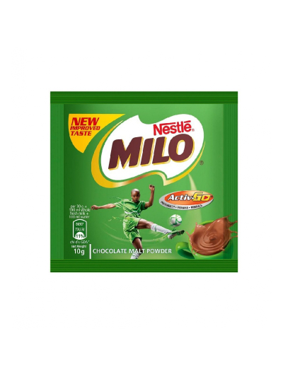 Nestle Milo Chocolate Milk Powder Active-Go, Low GI, Source of Protein, 8 Vitamins & Minerals, 10g Sachet (Pack of 12)