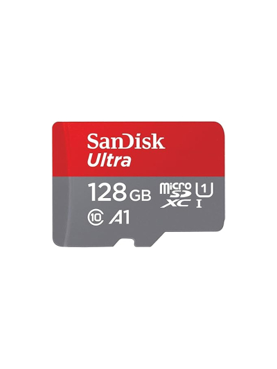 SanDisk MicroSD Card 128GB Ultra microSDXC UHS-I Memory Card with Adapter - Supports Speeds Up to 140MB/s.