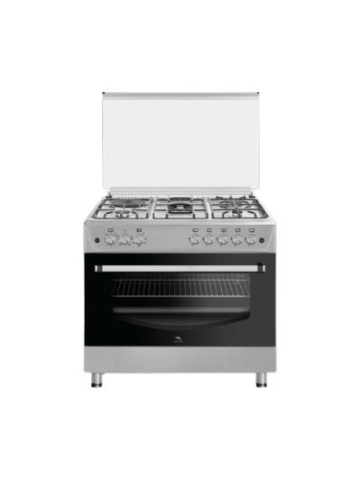 Dolphin Free Standing Cooking Range 90x60, 4 Gas Burners, 1 Electric Burner & Electric Oven, Inox FS09060I-4G1E/E