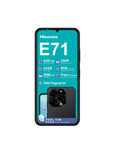 Hisense mobile phone E71 Sleek Design 4000mAh 4G LTE, 6.52-inch IPS TFT screen, Resolution: 1600 x 720 pixels , Supports 10W charging, Bluetooth 5.0