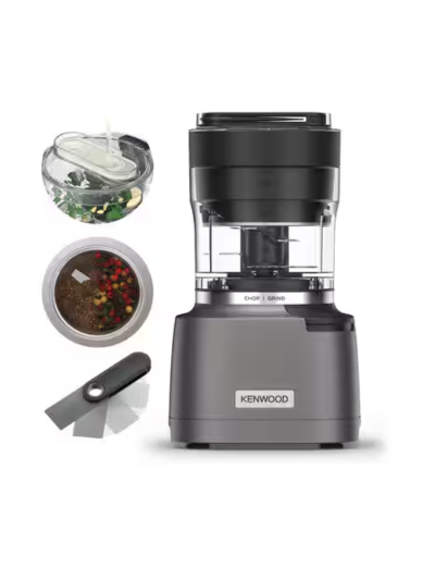 Kenwood Chopper and Grinder 2 in 1 500ml Plastic Bowl 800w Chp80.000si Powerful Metal Grinder and Electric Chopper with Eversharp Quadblades, Dripper Pro, Spatula for Wet Chopping & Dry Grinding