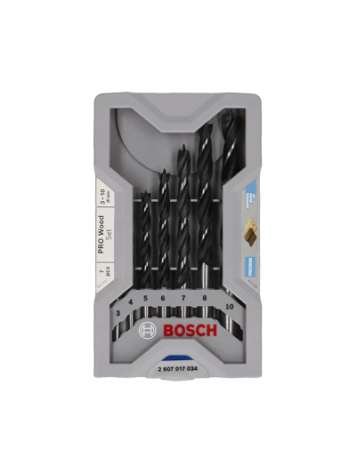 Bosch Brad Point Wood Drill Bit Set (for Soft- and Hardwood, Ø 3-10 mm, Accessories Drill Driver and Drill Stand (Pack of 10Sets) 2607017034