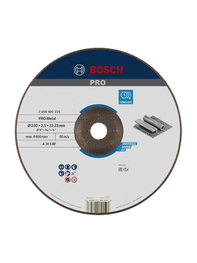 Bosch Metal Cutting Disc With Depressed Centre 230 MM, 22,23 MM, 2.5 MM (2608600225)