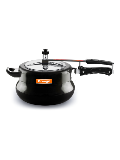 Orange Black Magic Elegant Handi Pressure Cooker 5.5L with Inner Lid, Hard Anodized OAPC203