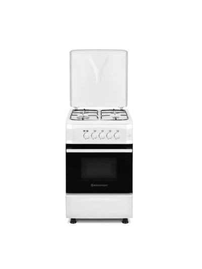 Westpoint Cooker 50x55cm, 4 Gas Burners, Gas Oven with Grill, Interior Light, Full Ignition System, White Finish WCER5540GGI