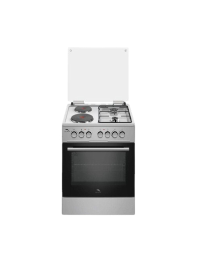 Dolphin Free Standing Cooking Range 60x60, 2 Gas Burners, 2 Electric Hot Plate & Electric Oven, Inox FS06060I-2G2E/E