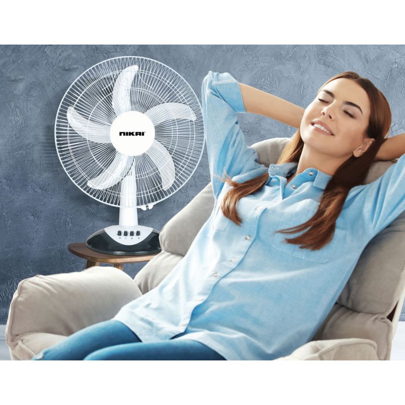 Nikai Table Fan 16" 41W High Performance Copper Motor Wide Angle Horizontal Oscillation 5 Leaf “AS” Transparent Blades NTF1638T1 - Image 3