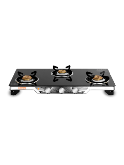 Orange Gas Stove Sleeko 301 Jumbo with 3 Burner, Toughened Glass Top OR0247