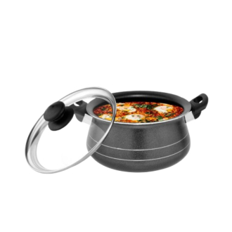 Orange No15 Non-Stick Handi 3.7L 220mm with Glass Lid, Sturdy Handles ONSC042